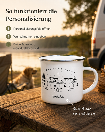 Emaille Tasse TALIATALES (personalisiert)