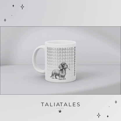 Tasse "Raucher-Dackel" Rauhaardackel Hundetasse